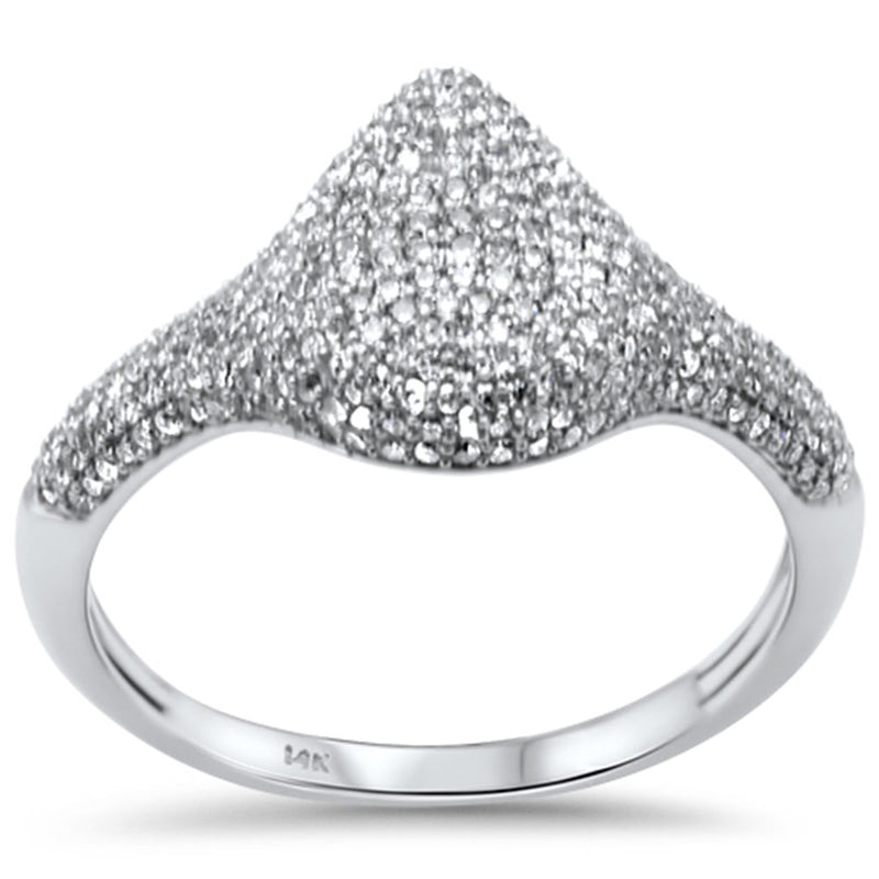 SPECIAL! .62ct G SI 14K White Gold Diamond Pear Shape Dome Ring  Size 6.5