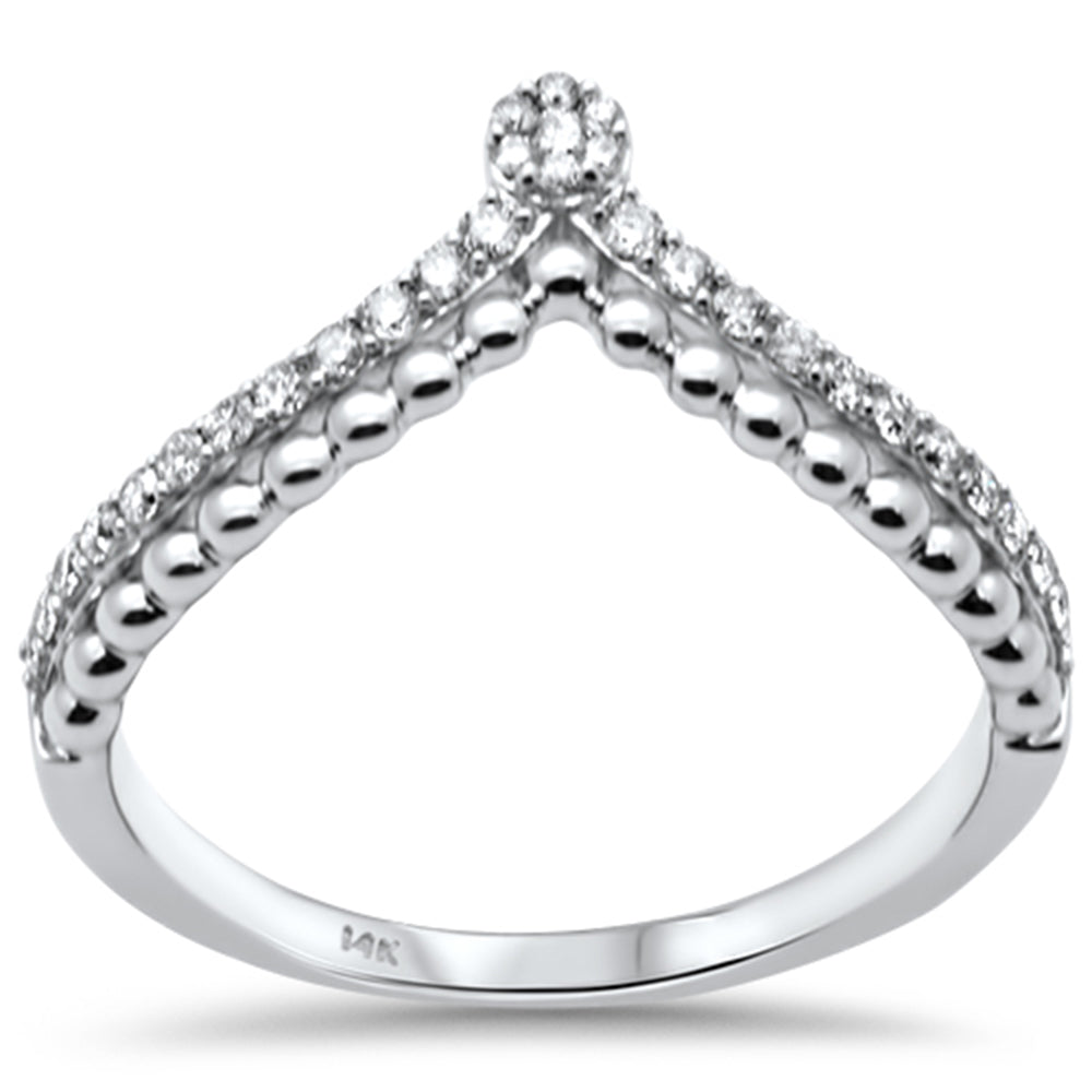 SPECIAL!.20ct G SI 14K White Gold Diamond Beaded Band Ring  Size 6.5