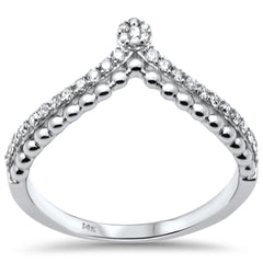 SPECIAL!.20ct G SI 14K White Gold Diamond Beaded Band Ring  Size 6.5