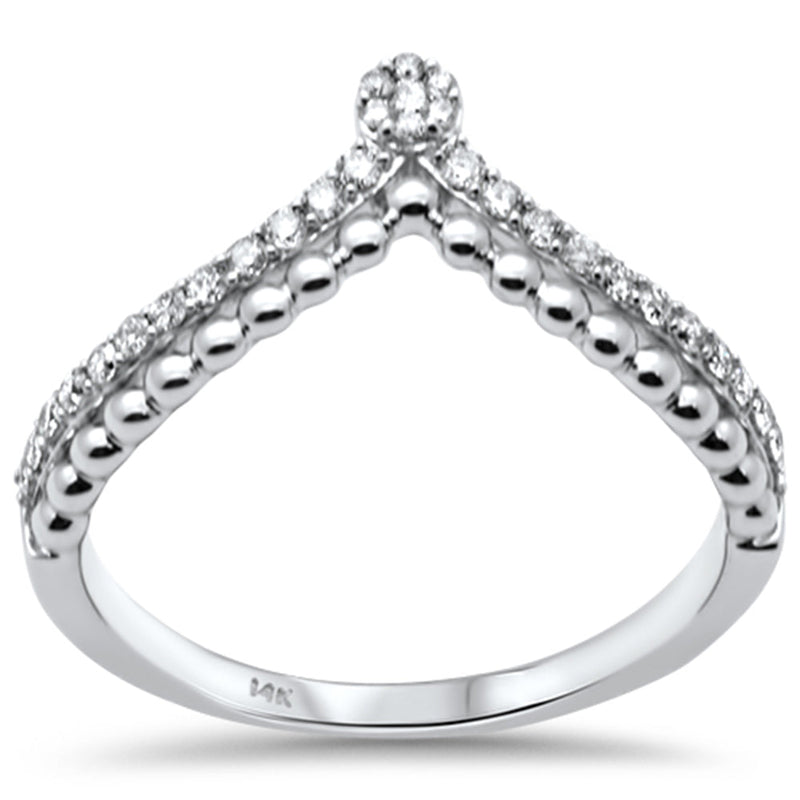 SPECIAL!.20ct G SI 14K White Gold Diamond Beaded Band Ring  Size 6.5