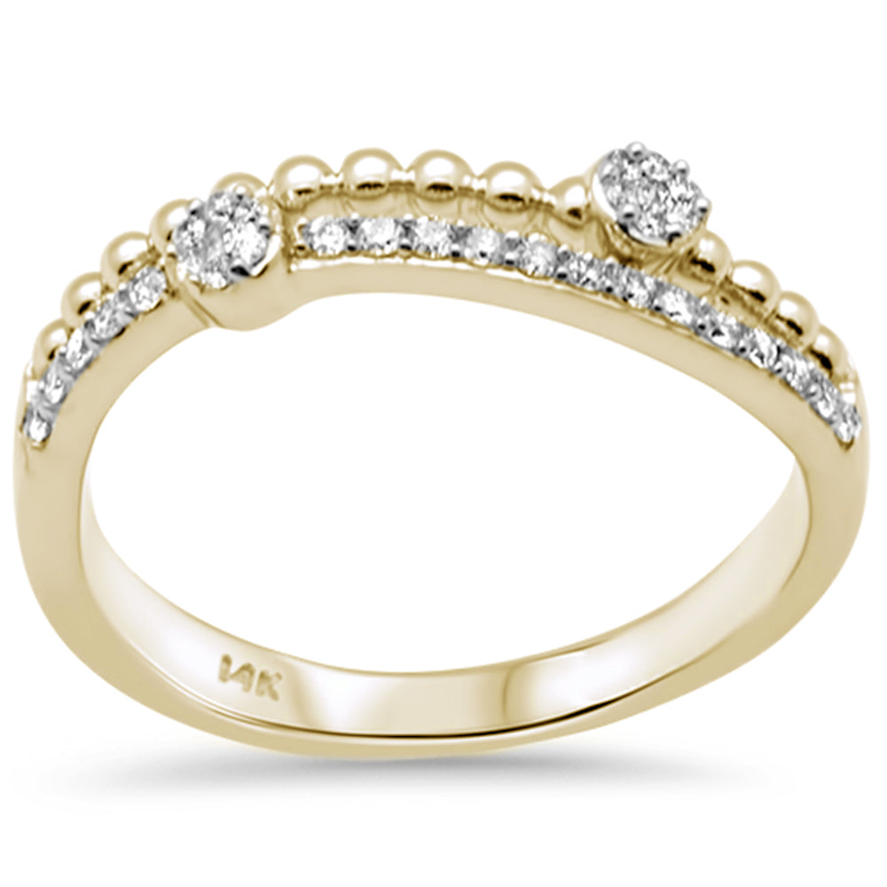 SPECIAL! .19ct G SI 14K Yellow Gold Diamond Beaded Band Ring  Size 6.5