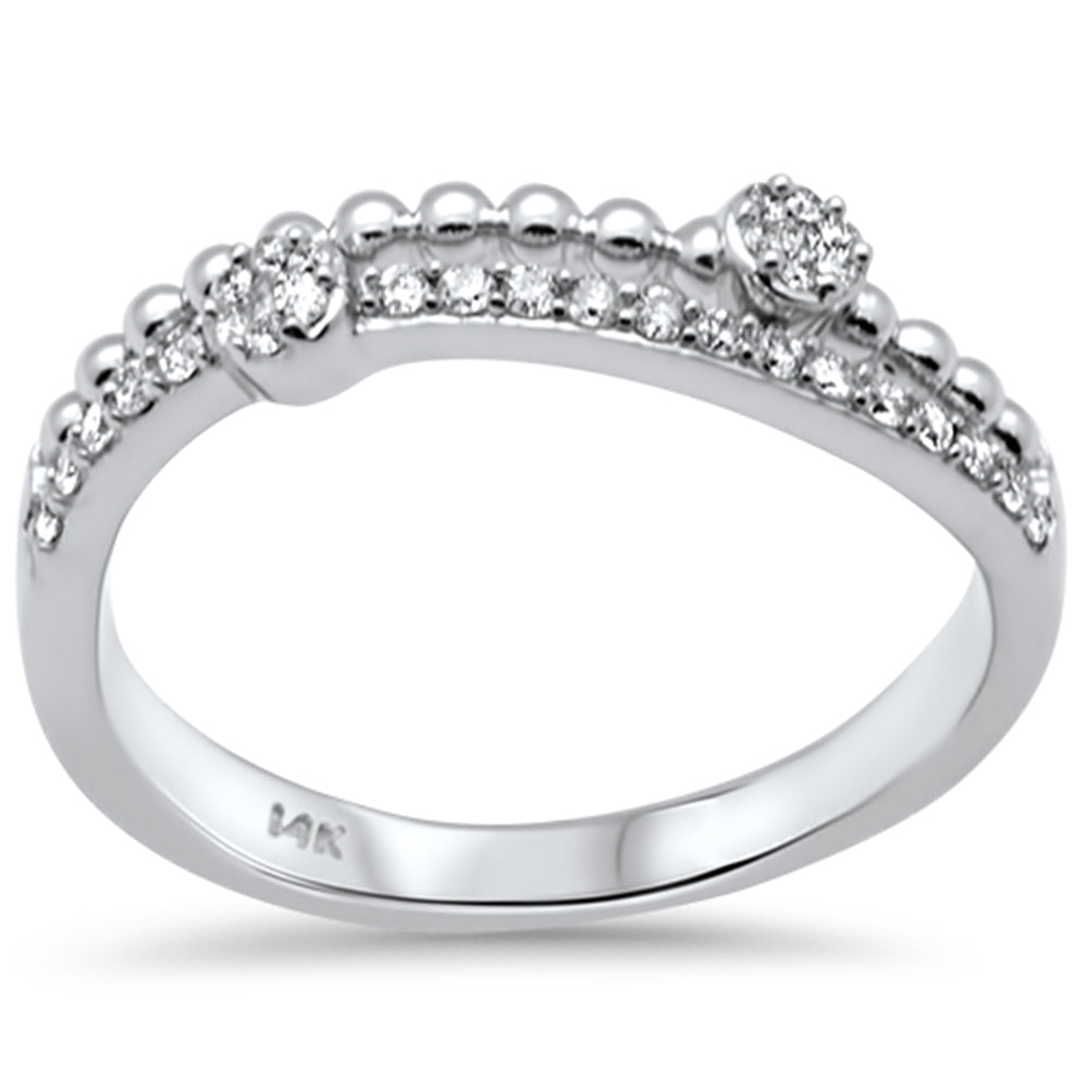 SPECIAL! .19ct G SI 14K White Gold Diamond Beaded Band Ring  Size 6.5
