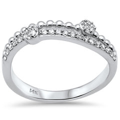 SPECIAL! .19ct G SI 14K White Gold Diamond Beaded Band Ring  Size 6.5