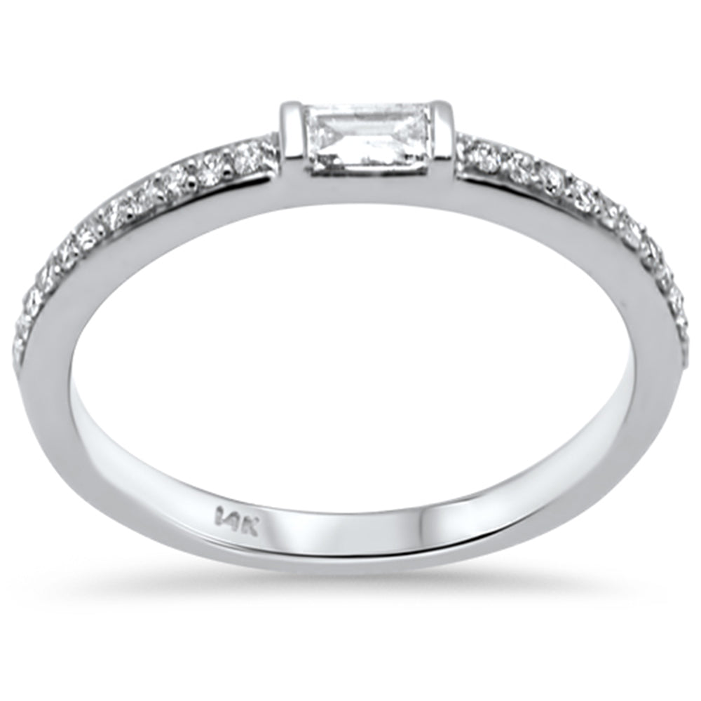 SPECIAL! .22ct G SI 14K White Gold Round & Baguette Diamond Band Ring  Size 6