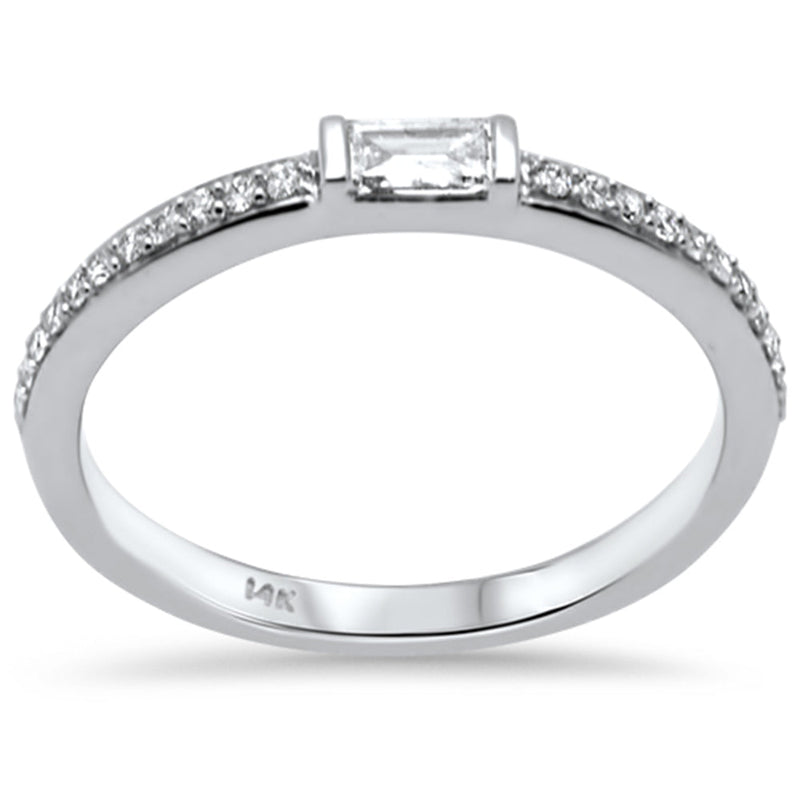 SPECIAL! .22ct G SI 14K White Gold Round & Baguette Diamond Band Ring  Size 6