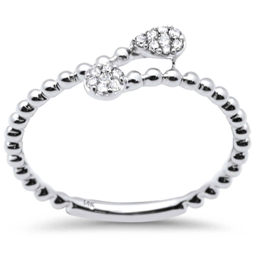 .10ct G SI 14K White Gold Diamond Beaded Wrap Around Band Ring  Size 6.5