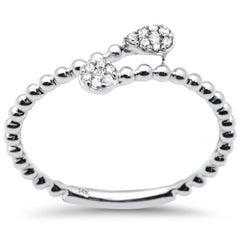 .10ct G SI 14K White Gold Diamond Beaded Wrap Around Band Ring  Size 6.5