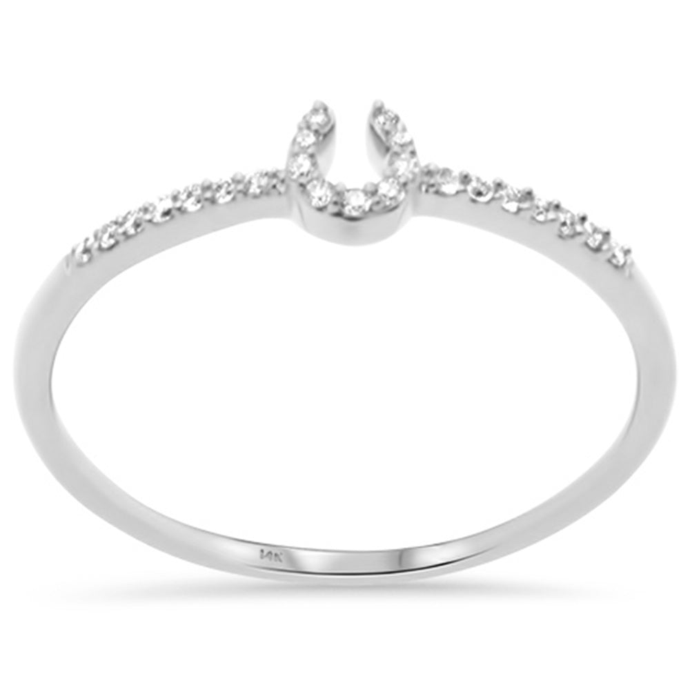 .06ct G SI 14K White Gold Diamond Horeshoe Band Ring Size 6.5