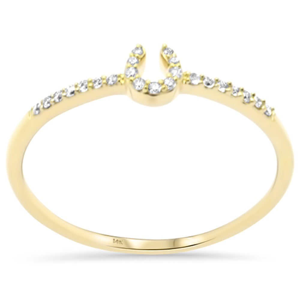 .06ct G SI 14K Yellow Gold Diamond Horeshoe Band Ring Size 6.5