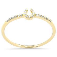 .06ct G SI 14K Yellow Gold Diamond Horeshoe Band Ring Size 6.5