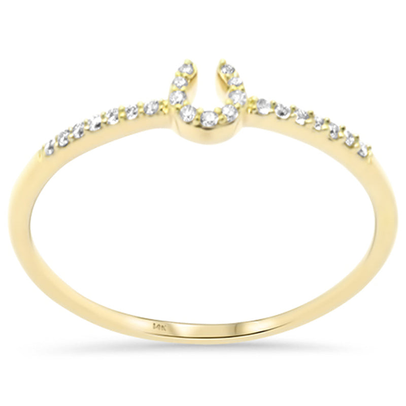 .06ct G SI 14K Yellow Gold Diamond Horeshoe Band Ring Size 6.5
