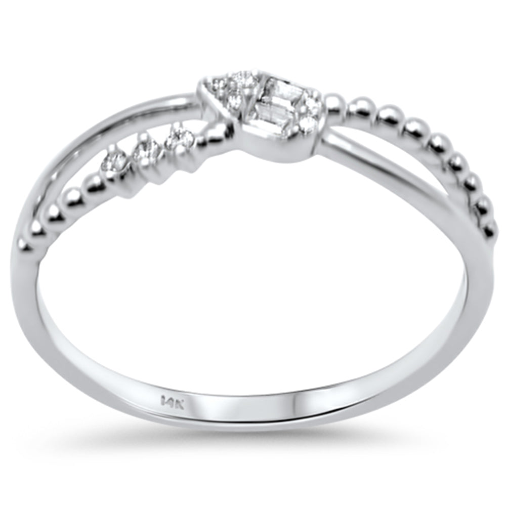 .09ct G SI 14K White Gold Round & Baguette Diamond Band Ring  Size 6.5