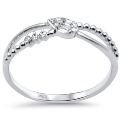 .09ct G SI 14K White Gold Round & Baguette Diamond Band Ring  Size 6.5