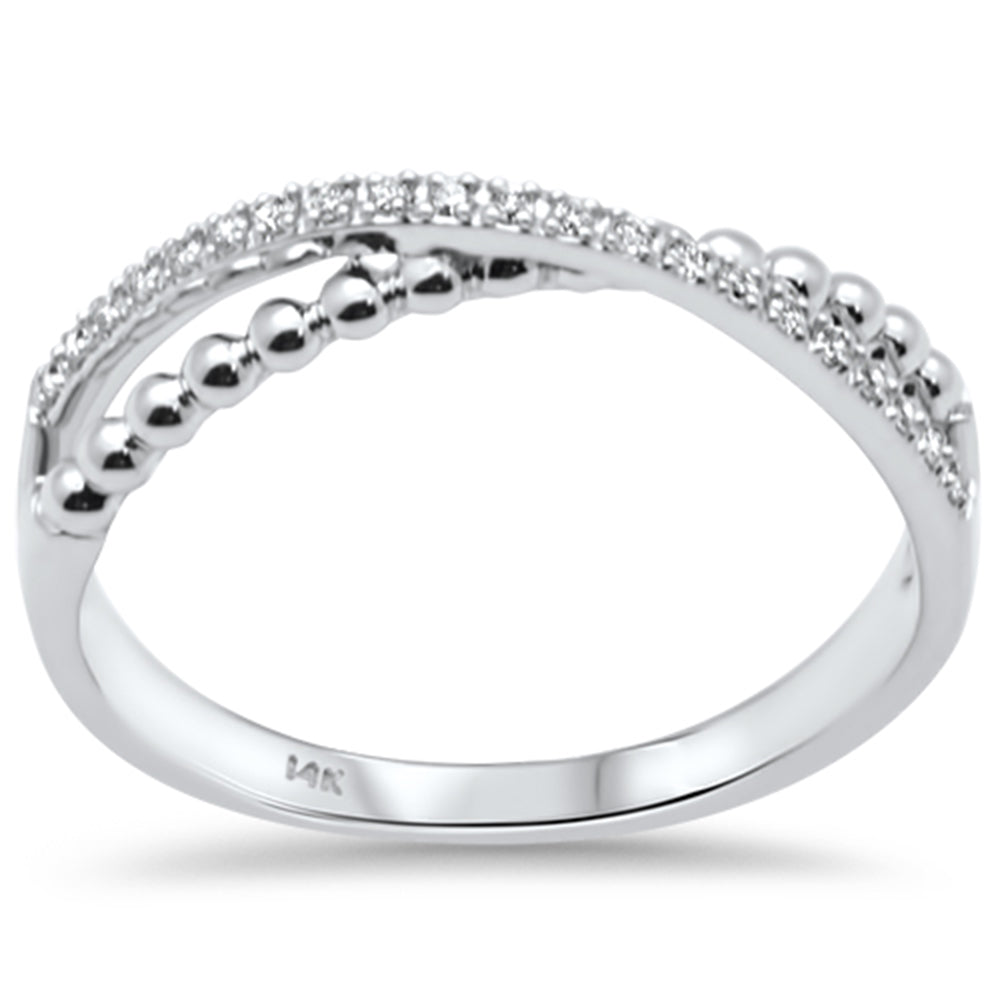 SPECIAL! .08ct G SI 14K White Gold Diamond Beaded Wrap Around Band Ring  Size 6.5