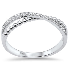 SPECIAL! .08ct G SI 14K White Gold Diamond Beaded Wrap Around Band Ring  Size 6.5