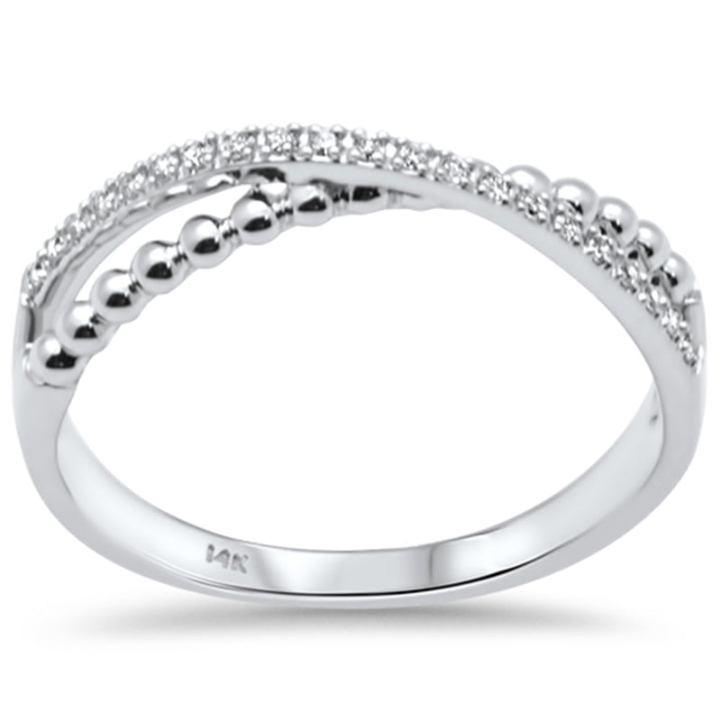 SPECIAL! .08ct G SI 14K White Gold Diamond Beaded Wrap Around Band Ring  Size 6.5
