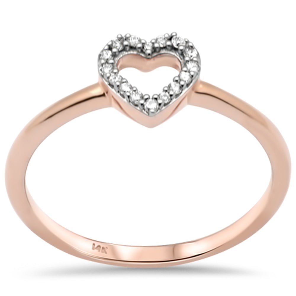 .08ct G SI 14K Rose Gold Diamond Heart Shape Ring Size 6.5
