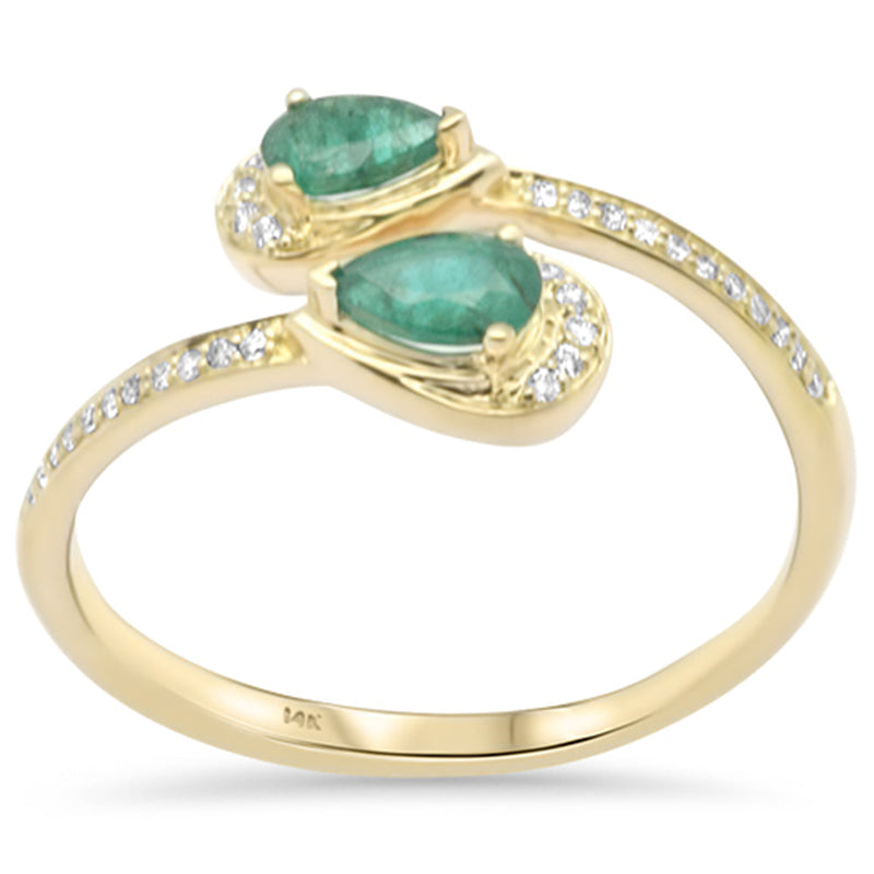 SPECIAL! .46ct G SI 14K Yellow Gold Diamond & Natural Emerald Gemstones Ring Size 6.5