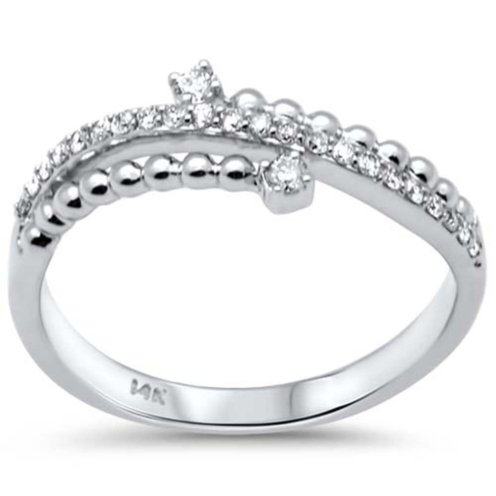 SPECIAL! .21ct G SI 14K White Gold Diamond Beaded Band Ring Size 6.5