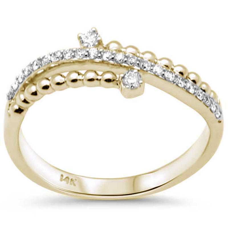 SPECIAL! .21ct G SI 14K Yellow Gold Diamond Beaded Band Ring Size 6.5