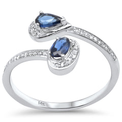 SPECIAL! .57ct G SI 14K White Gold Diamond & Blue Sapphire Gemstones Ring Size 6.5