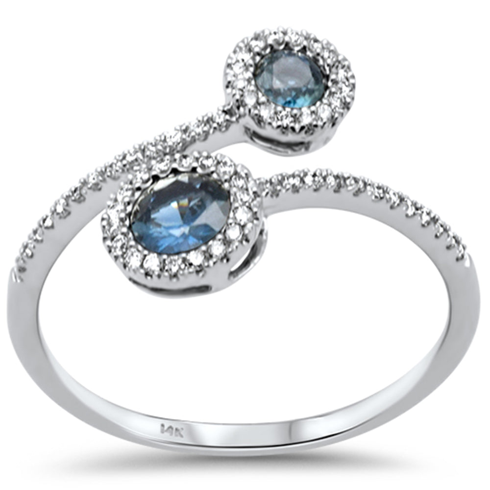 SPECIAL! .58ct G SI 14K White Gold Diamond & Blue Sapphire Gemstones Ring Size 6.5