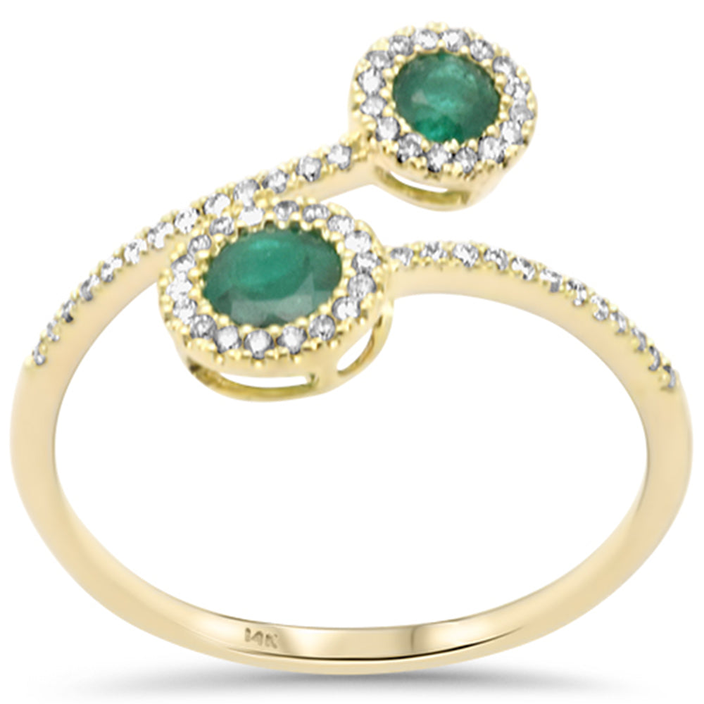 SPECIAL!.55ct G SI 14K Yellow Gold Diamond & Emerald Gemstones Ring Size 6.5