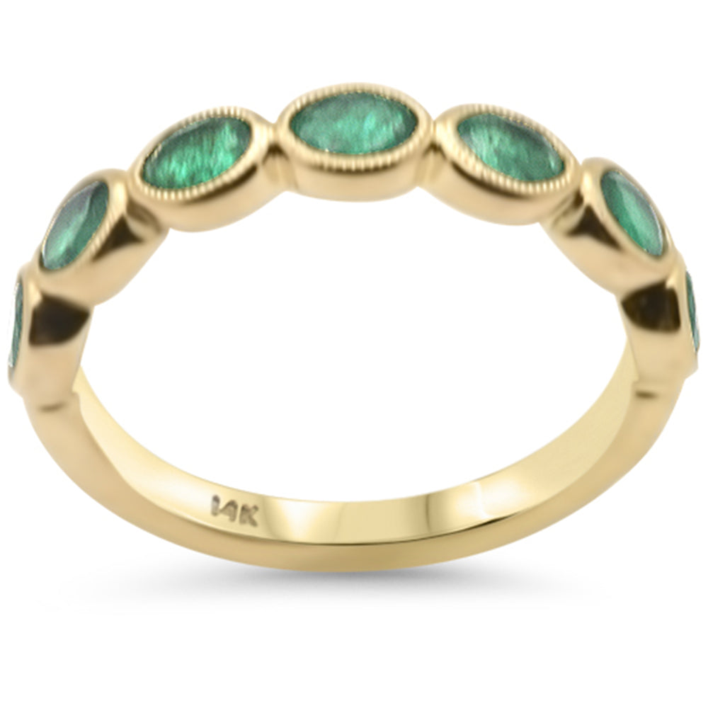 SPECIAL!1.08ct G SI 14K Yellow Gold Emerald Gemstones Band Ring Size 6.5