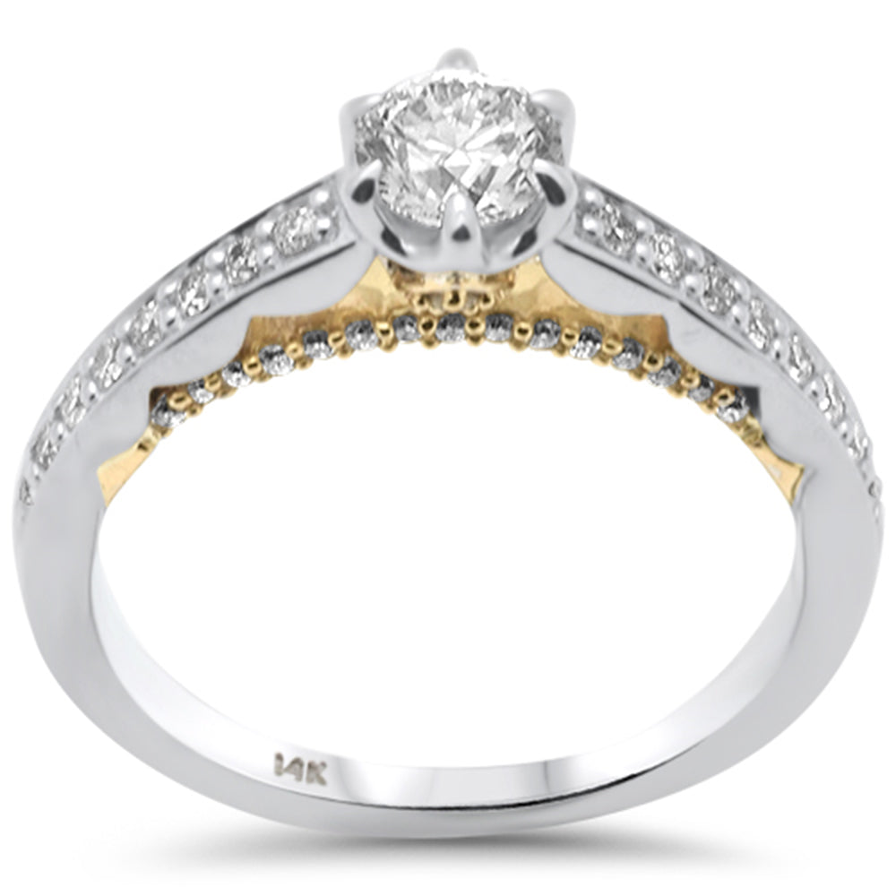SPECIAL!.82ct G SI 14K Two Tone Gold Round Diamond Engagement Ring Size 6.5