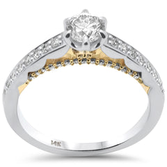 SPECIAL!.82ct G SI 14K Two Tone Gold Round Diamond Engagement Ring Size 6.5