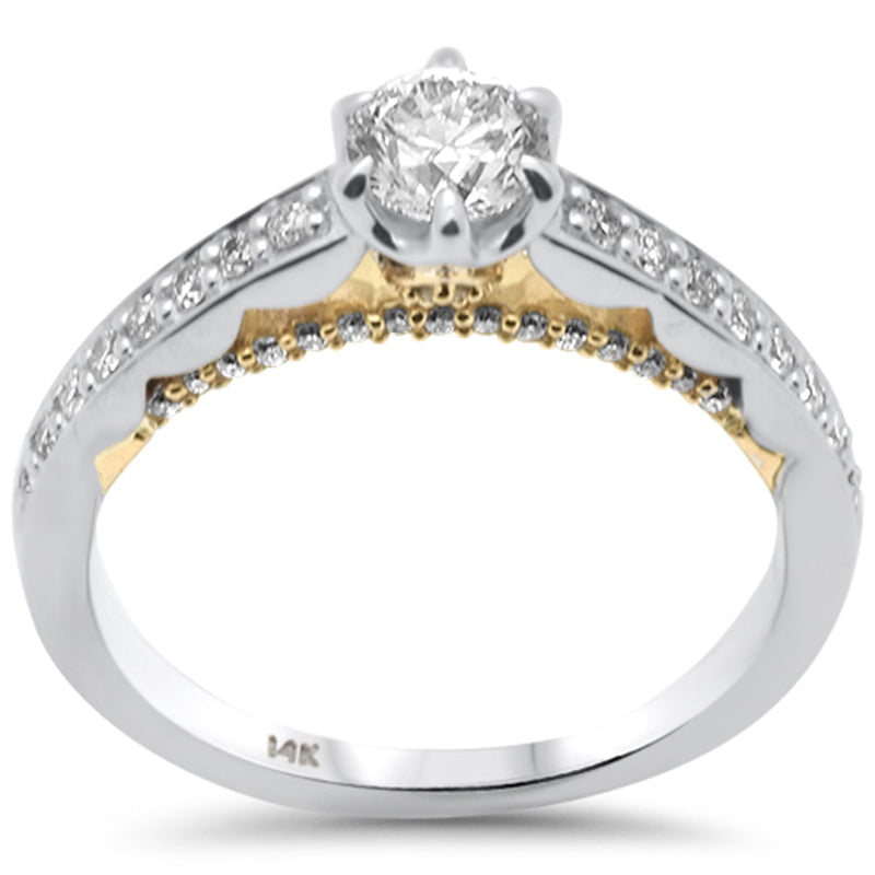 SPECIAL!.82ct G SI 14K Two Tone Gold Round Diamond Engagement Ring Size 6.5