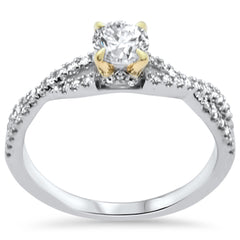SPECIAL!.75ct G SI 14K Two Tone Gold Round Diamond Engagement Ring Size 6.5