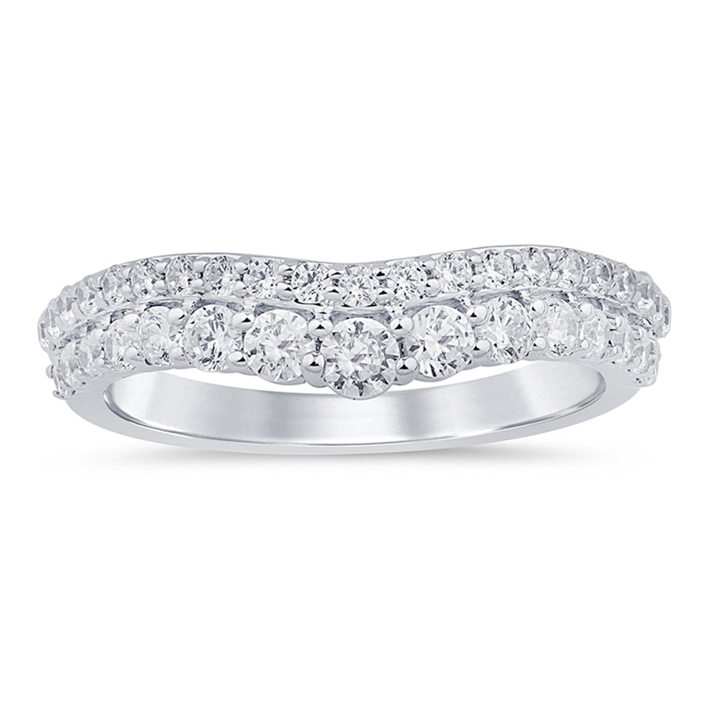 SPECIAL! .79ct G SI 14K White Gold Diamond Curve Band Ring Size 6.5