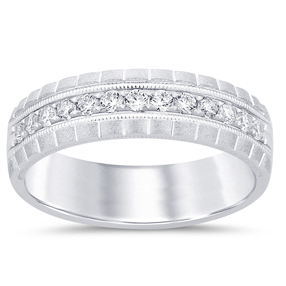 SPECIAL!.39ct G SI 14K White Gold Diamond Men's Band Ring Size 10