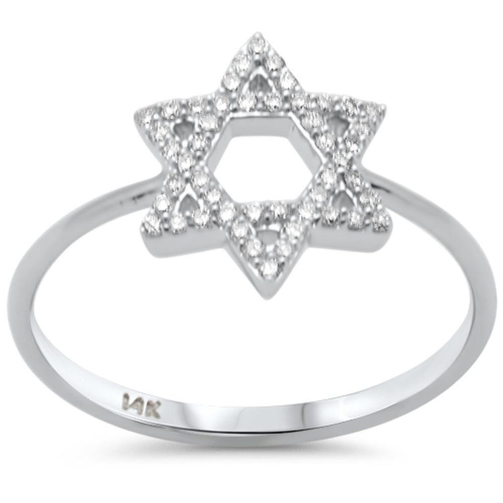 .17ct G SI 14K White Gold Diamond Star of David Ring Size 6.5