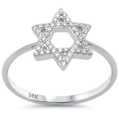 .17ct G SI 14K White Gold Diamond Star of David Ring Size 6.5