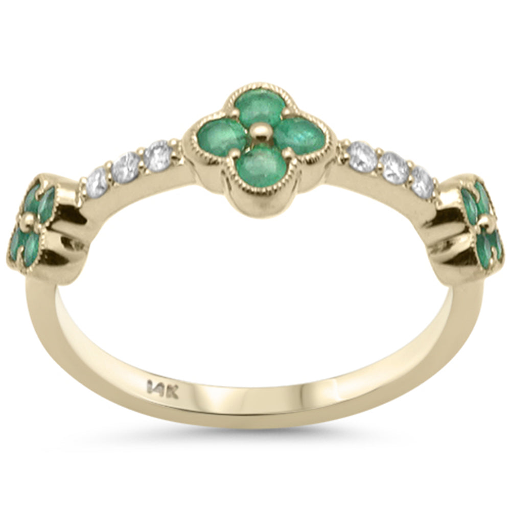 SPECIAL! .46ct G SI 14K Yellow Gold Diamond & Emerald Gemstones Ring Size 6.5