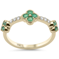 SPECIAL! .46ct G SI 14K Yellow Gold Diamond & Emerald Gemstones Ring Size 6.5