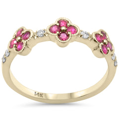 SPECIAL! .54ct G SI 14K Yellow Gold Diamond & Ruby Gemstones Ring Size 6.5