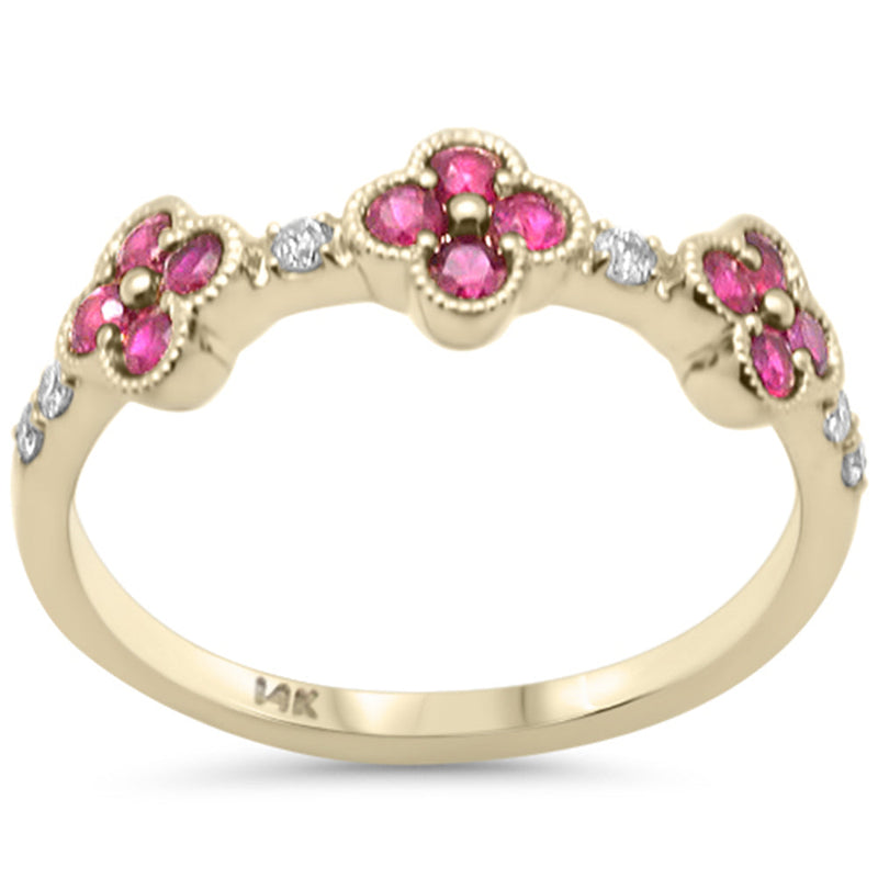 SPECIAL! .54ct G SI 14K Yellow Gold Diamond & Ruby Gemstones Ring Size 6.5