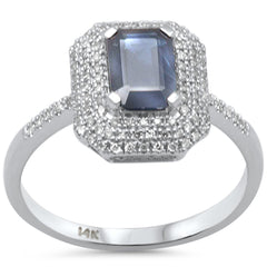 SPECIAL! 1.28ct G SI 14K White Gold Diamond & Blue Sapphire Ring Size 6.5
