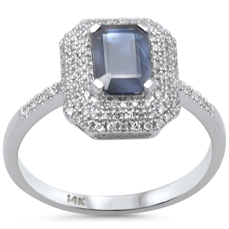 SPECIAL! 1.28ct G SI 14K White Gold Diamond & Blue Sapphire Ring Size 6.5