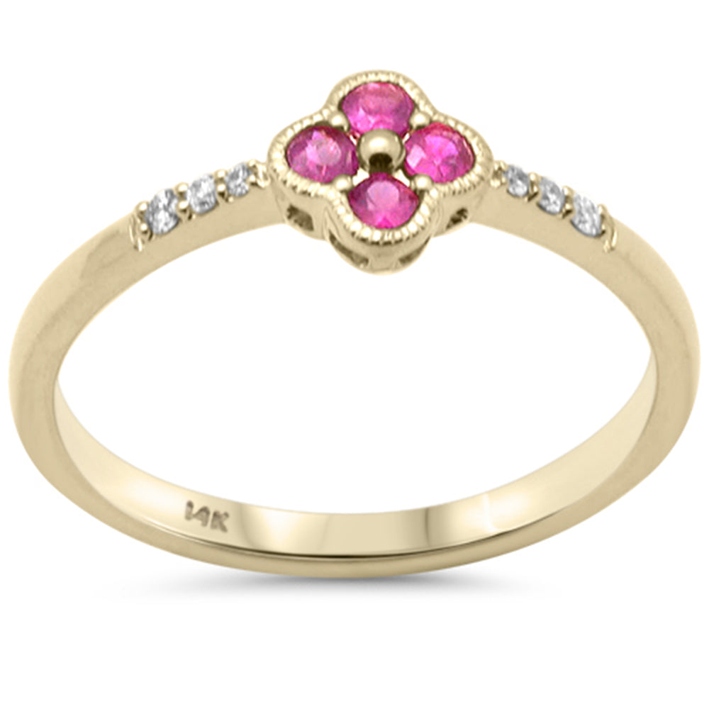 SPECIAL!.23ct G SI 14K Yellow Gold Diamond & Ruby Gemstones Ring Size 6.5