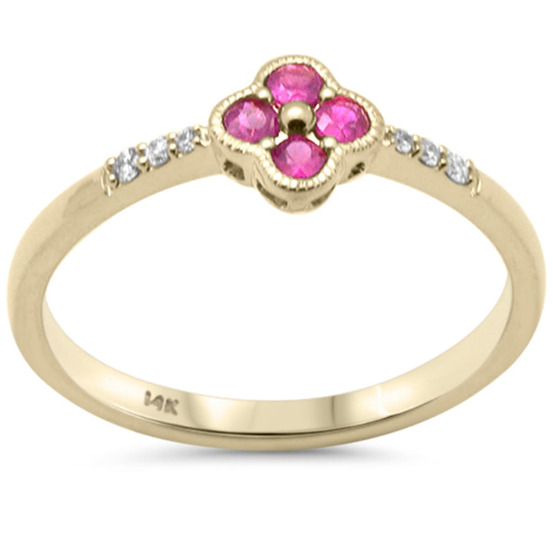 SPECIAL!.23ct G SI 14K Yellow Gold Diamond & Ruby Gemstones Ring Size 6.5