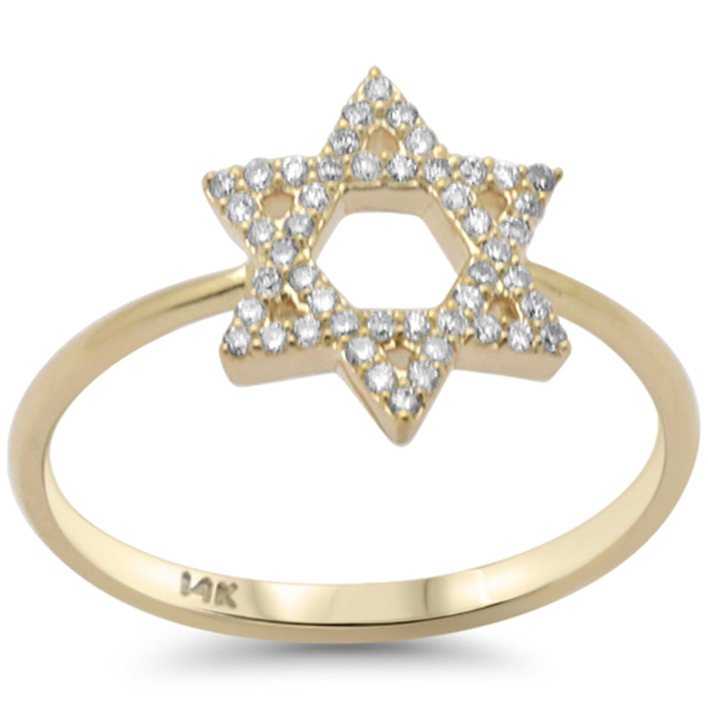 SPECIAL!.13ct G SI 14K Yellow Gold Diamond Star of David Ring  Size 6.5