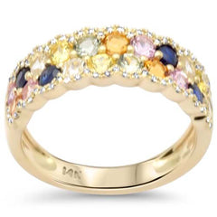 SPECIAL! 1.97ct G SI 14K Yellow Gold Diamond Multi Color Band Ring Size 6.5