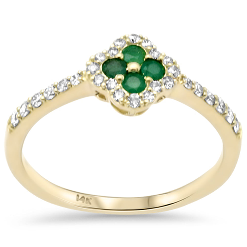 SPECIAL! .39ct G SI 14K Yellow Gold Diamond & Emerald Gemstones Ring Size 6.5