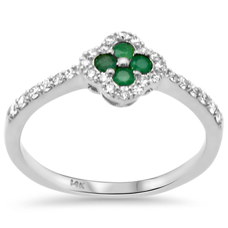 SPECIAL! .37ct G SI 14K White Gold Diamond & Emerald Gemstones Ring Size 6.5