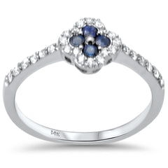 SPECIAL! .44ct G SI 14K White Gold Diamond & Blue Sapphire Ring Size 6.5