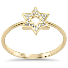 .07ct G SI 14K Yellow Gold Diamond Star of David Ring  Size 6.5